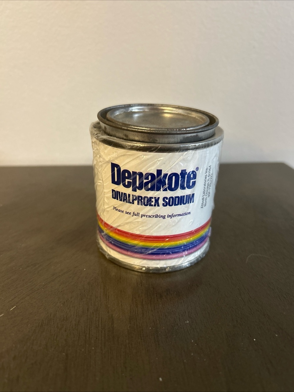 Depakote Divalproex Sodium Collectible Can with Paperclips - White with Rainbow